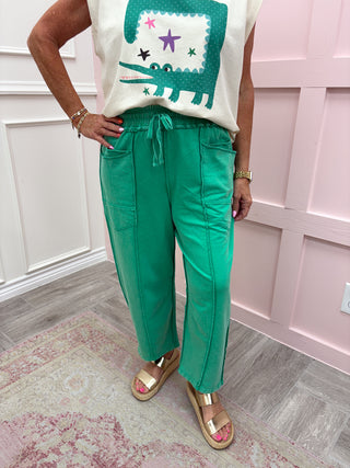 Beach Side Barrel Pant - Atlantis Green