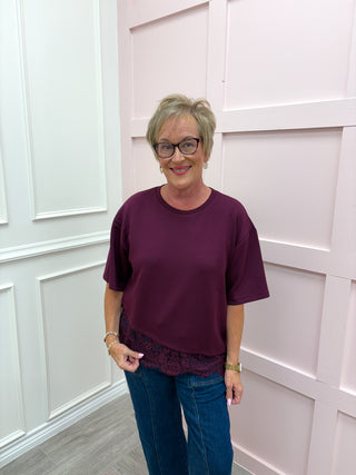 Audrey Lace Top - Burgundy