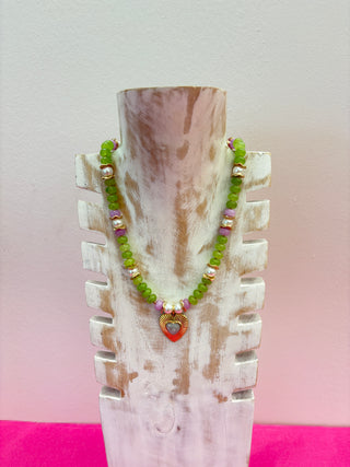 Spring For Heart Necklace - Green