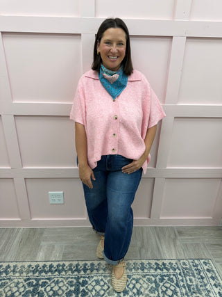 Chelsea Cape Cardigan Top - Soft Pink