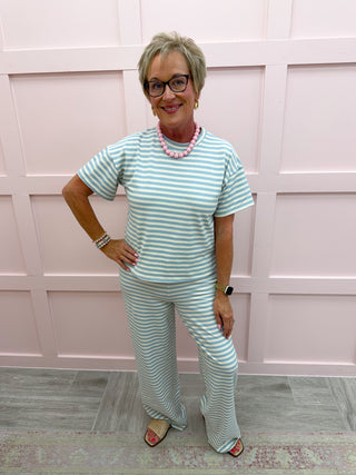 Stella Striped Tee Shirt - Light Blue