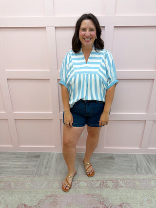 Spring Charm Striped Top - Blue