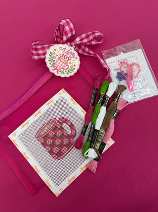 Cup Of Happy Needlepoint Kit - Pink