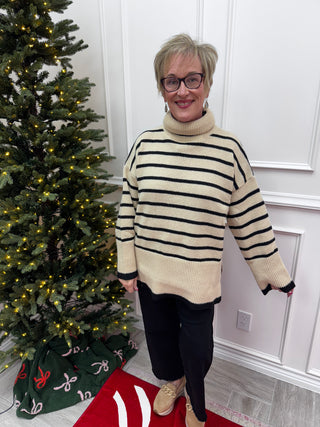Dunn Striped Sweater -Tan