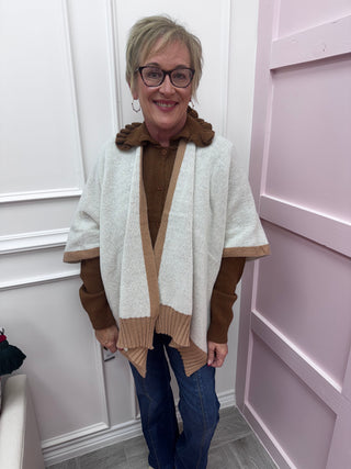 Bingham Reversible Poncho -Tan