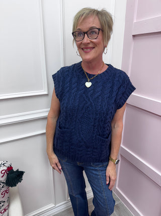 Golden Hour Knit Vest - Navy