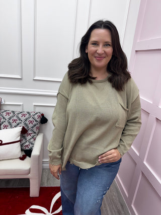 Oaklyn Knit Sweater - Olive Grey