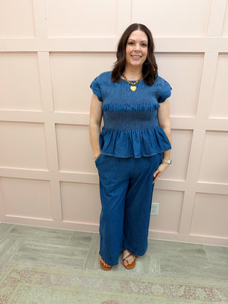 Denim Smocked Set - Denim