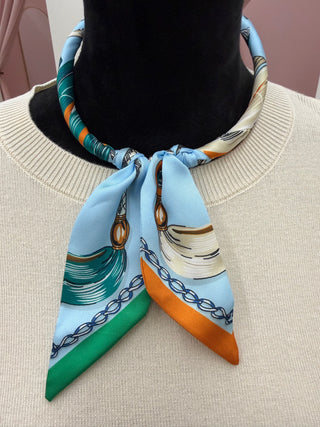 Kenzie Magnetic Neck Scarf -  Baby Blue & Orange