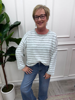 Easy Does It Striped Sweater - Grey