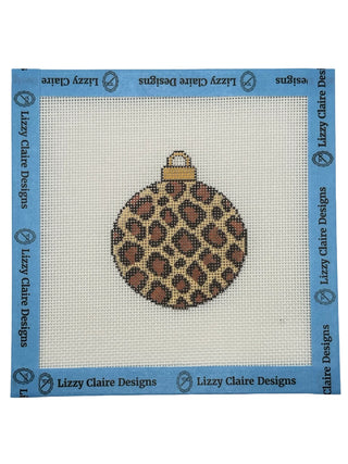 Leopard print Christmas ball needlepoint canvas