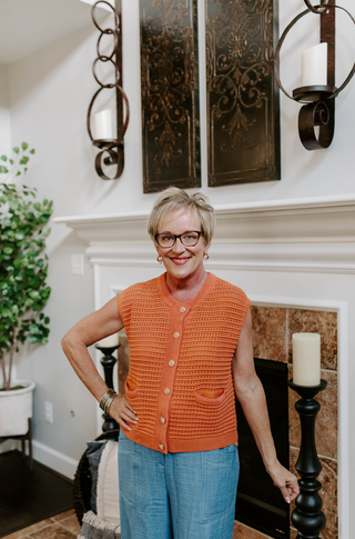 Gold Loops Sweater Vest - Tangerine