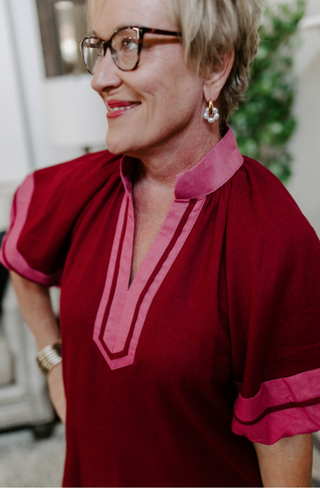 Framed Grace Dress- Burgundy