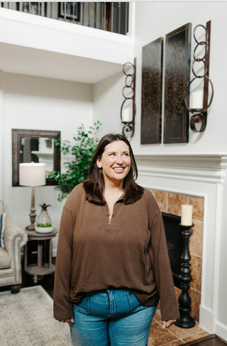 Mocha Half Zip Sweatshirt