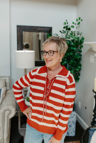 Verona Lace Knit Top -Rust