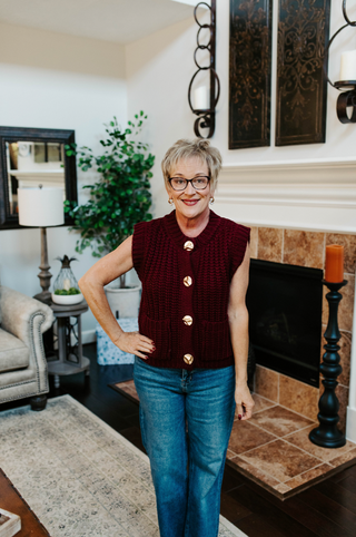 The Classic Button Vest - Wine