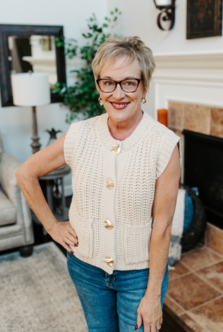 The Classic Button Vest - Cream