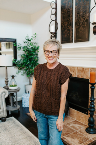 Golden Hour Knit Vest -Chocolate