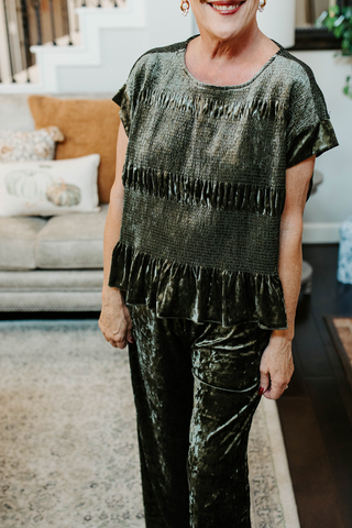 Velma Velvet Ruffle Top