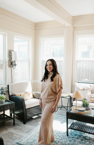 Mock Neck Set - Beige