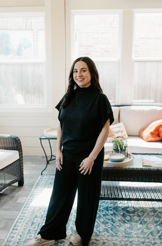 Mock Neck Set - Black