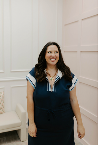 Downtown Darling Dress - Navy