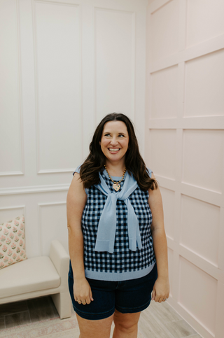 Fairview Checkered Top - Blue