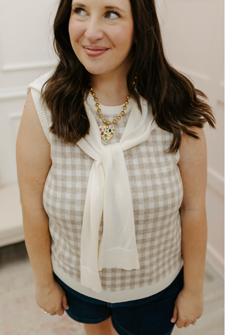 Fairview Checkered Top - Oatmeal