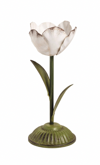 Metal Flower Candlestick Holder - Medium