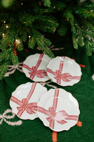 Set of 4 Peppermint Present Appetizer Plate