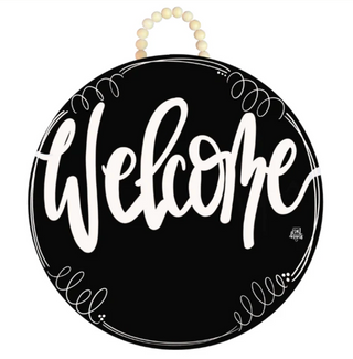 DK Designs: Black Circle Welcome Door Hanger