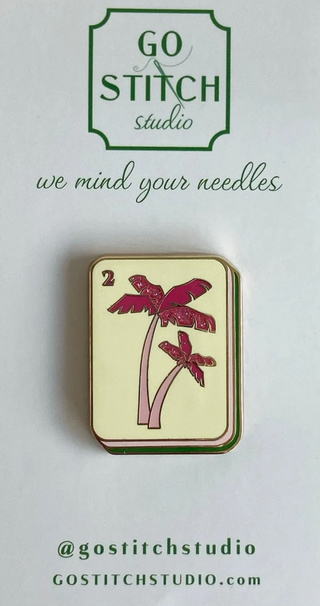 Pink Palm Tree Mahjong Tile Needle Minder