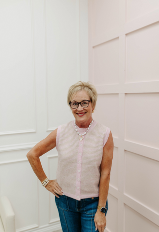 The Scottie Sweater Vest - Pink/Taupe