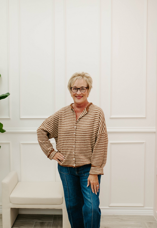 Piper Cardigan - Mini Stripe - Brown