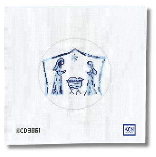 Blue & White Nativity Printed Canvas