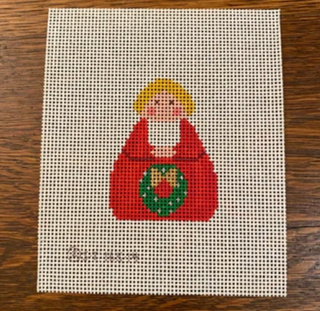Red Angel with Green Wreath and Gold Bow