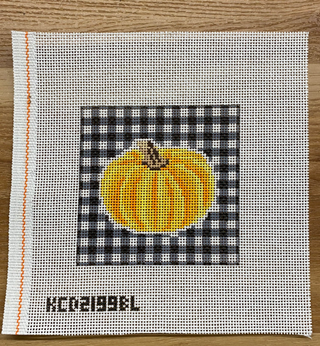 Pumpkin on Gingham Canvas - Black