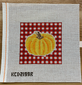 Pumpkin on Gingham Canvas - Red