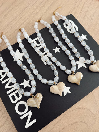 White Hannah Heart Necklace