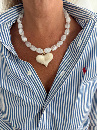 White Hannah Heart Necklace