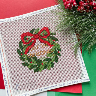 Our First Christmas wreath 13 mesh needlepoint canvas