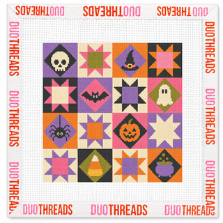 Spooky Quilt Halloween Needlepoint Canvas: Canvas Only