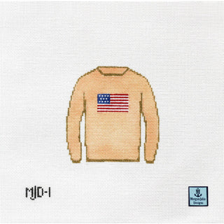 American Flag Sweater Canvas: Cream