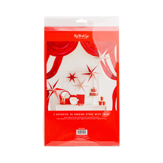 BEC1305 - Red and Cream Hanging Christmas Star Set