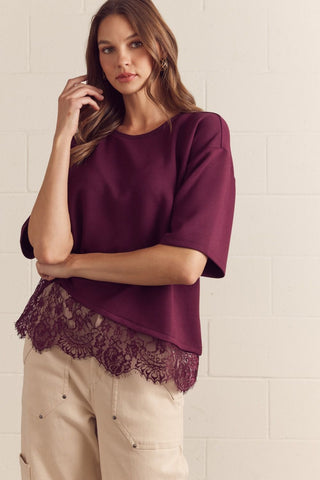 Audrey Lace Top - Burgundy