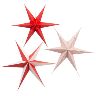 BEC1305 - Red and Cream Hanging Christmas Star Set