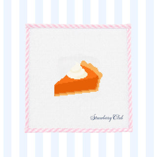 Slice of pumpkin pie with whipped cream printed needlepoint canvas, 18 mesh