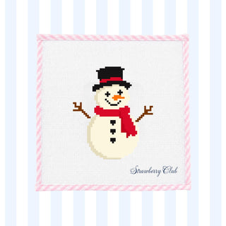Snowman with black top hat and red scarf printed needlepoint canvas, 13 mesh