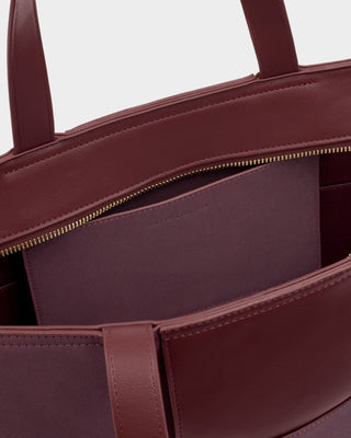 Taya Hand Woven Suedette Tote Bag -Cherry