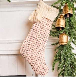 Holiday Stocking - Red & White Knit